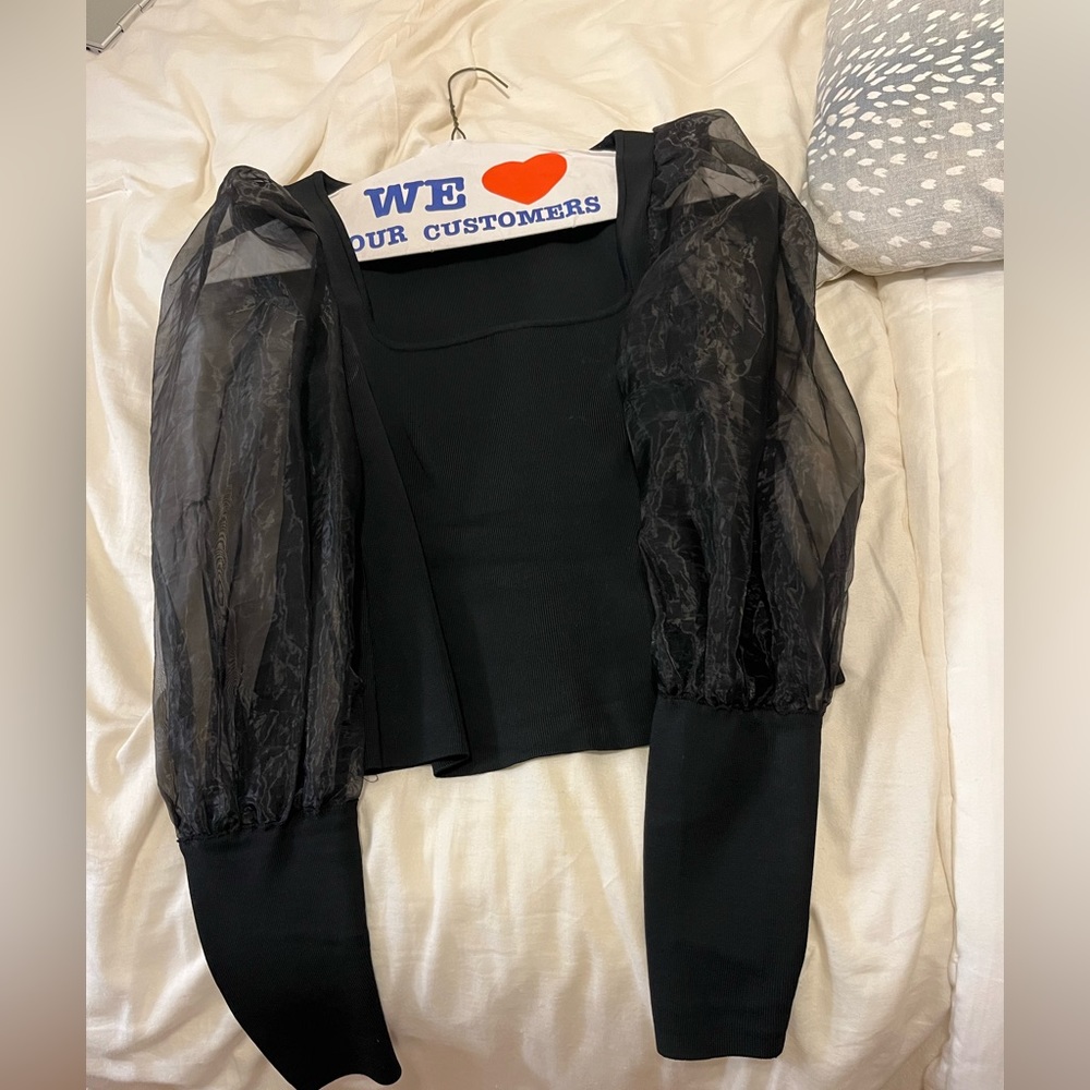 Black Alice and Olivia organza sleeve top